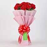 Beautiful 12 Red Carnations Bouquet With Mini Mousse Cake