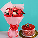Exotic Flowers Bouquet with Mini Mousse Cake