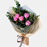 Pink Roses Passion Bunch With Mini Mousse Cake