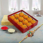 Traditional Meenakari Rakhi and Motichoor Laddu
