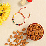 Beautiful Navrattan Rakhi N Almonds Combo