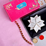 Rudraksha Bracelet Rakhi N Kaju Katli Combo