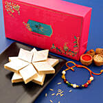 Striking Navrattan Rakhi N Kaju Katli Combo