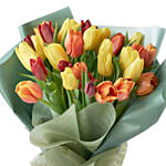 Beautifully Wrapped Mixed Tulips Bouquet