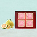 Strawberry Chia Snowskin Mooncake With 3 Pcs Pomelo Fruit