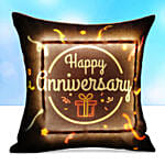 Happy Anniversary Led Cushion With Chocolate Cake