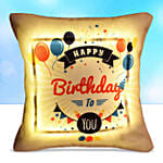 Happy Birthday Led Cushion With Chocolate Cake