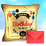 Happy Birthday Led Cushion With Greeting Card