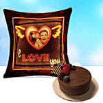 I Love You Personalised Led Cushion With Chocolate Cake