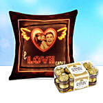 I Love You Personalised Led Cushion With Ferrero Rocher