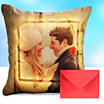 Personalised Led Cushion For Couple With Card