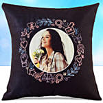 Personalised Yellow Led Cushion With Chocolate Cake