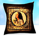 Personalised Yellow Led Cushion With Chocolate Cake