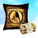 Personalised Yellow Led Cushion With Ferrero Rocher