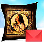 Personalised Yellow Led Cushion With Greeting Card