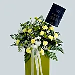 Bless Your Soul Condolence Mixed Flowers Green Stand