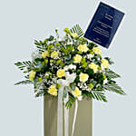 Bless Your Soul Condolence Mixed Flowers Grey Stand