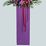 Blissful Mixed Flowers Purple Cardboard Stand