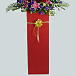 Blissful Mixed Flowers Red Cardboard Stand