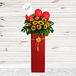 Blooming Mixed Flowers Red Cardboard Stand