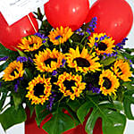 Blooming Mixed Flowers Red Cardboard Stand