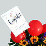 Blooming Mixed Flowers Red Cardboard Stand