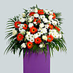 Delightful Mixed Flowers Purple Cardboard Stand