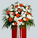 Delightful Mixed Flowers Red Cardboard Stand