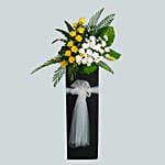 Everlasting Condolence Mixed Flowers Black Stand