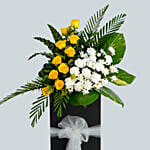 Everlasting Condolence Mixed Flowers Black Stand