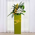 Everlasting Condolence Mixed Flowers Green Stand