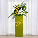 Everlasting Condolence Mixed Flowers Green Stand