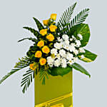 Everlasting Condolence Mixed Flowers Green Stand