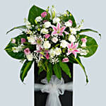 Heartfelt Condolence Mixed Flowers Black Stand