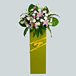 Heartfelt Condolence Mixed Flowers Green Stand