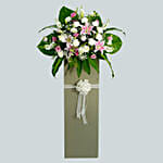 Heartfelt Condolence Mixed Flowers Grey Stand