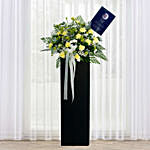 Heavy Hearted Condolence Mixed Flowers Black Stand