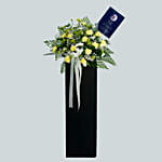Heavy Hearted Condolence Mixed Flowers Black Stand