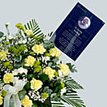 Heavy Hearted Condolence Mixed Flowers Black Stand