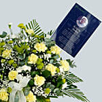 Heavy Hearted Condolence Mixed Flowers Green Stand