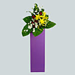 Magnificent Mixed Flowers Purple Cardboard Stand