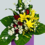 Magnificent Mixed Flowers Purple Cardboard Stand