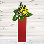 Magnificent Mixed Flowers Red Cardboard Stand