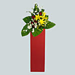 Magnificent Mixed Flowers Red Cardboard Stand