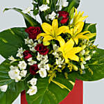 Magnificent Mixed Flowers Red Cardboard Stand