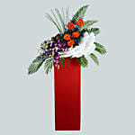 Mesmerising Mixed Flowers Red Cardboard Stand