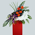 Mesmerising Mixed Flowers Red Cardboard Stand