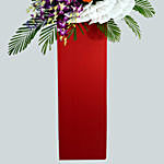 Mesmerising Mixed Flowers Red Cardboard Stand