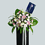 Peace Of Mind Condolence Mixed Flowers Black Stand
