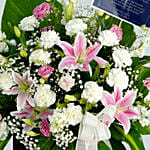 Peace Of Mind Condolence Mixed Flowers Black Stand